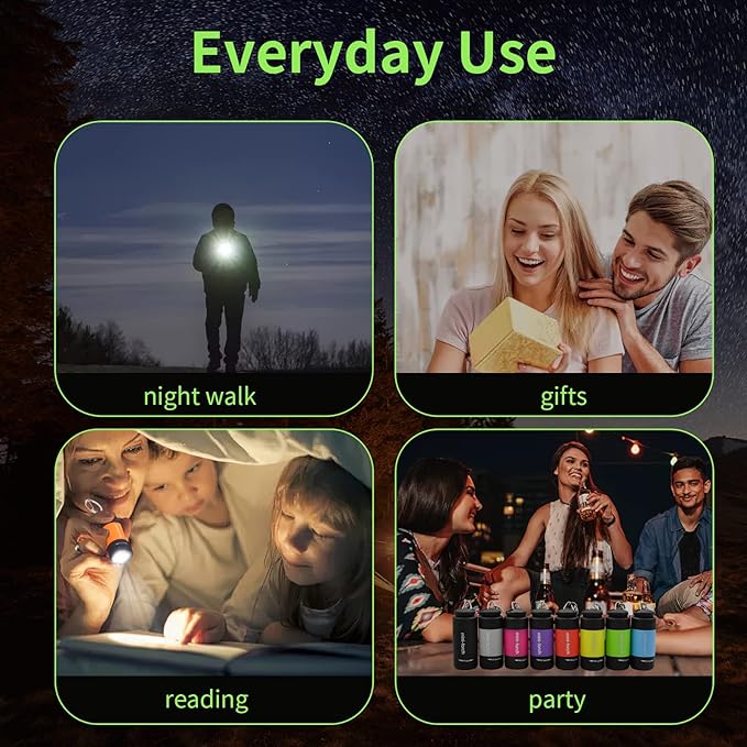 UCEC Mini Keychain Flashlight, Travel Flashlight USB Torch Rechargeable Colorful LED Flashlight High-Powered Pocket Keychain Flashlights, Gift for Kids, 8 Pack