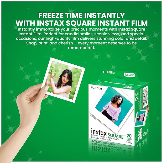 Fujifilm Instax Square Instant Film - 40 Exposures (40 Sheets) - for Fujifilm instax Square Instant Camera + BluebirdSales Microfiber Cloth