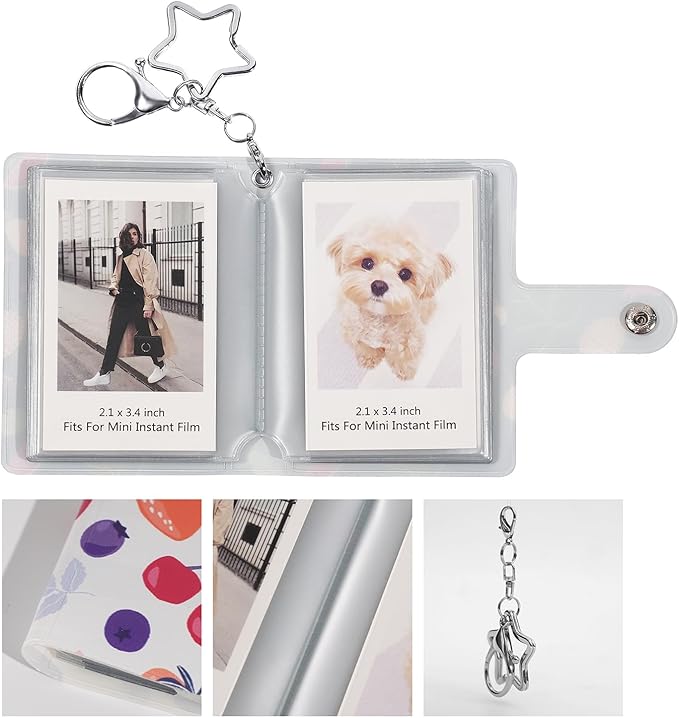 Mini Polaroid Instax Photo Album Book Holds 32 Photos for 2x3 Fujifilm Instax Mini 12 11 9 40 99 90 8 7 Evo LiPlay Instant Camera, Polaroid Snap PIC-300 Z2300 Instant Camera. (Fruits Dance, 1 Pack)