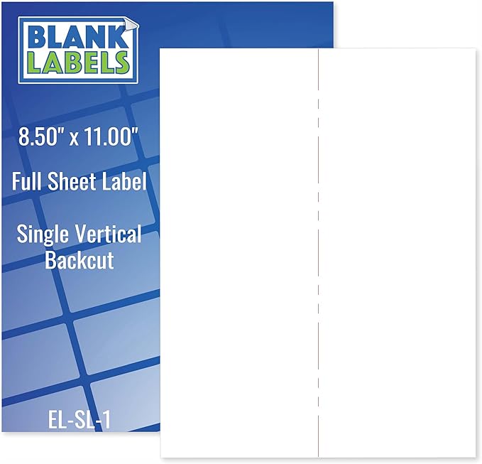 Full Sheet Address and Shipping Labels from Blank Labels - 8.5” x 11” - 1 Label Per Sheet - Permanent White Matte - Inkjet and Laser Guaranteed - Easy to Peel - Made in USA - 25 Sheets - 25 Labels