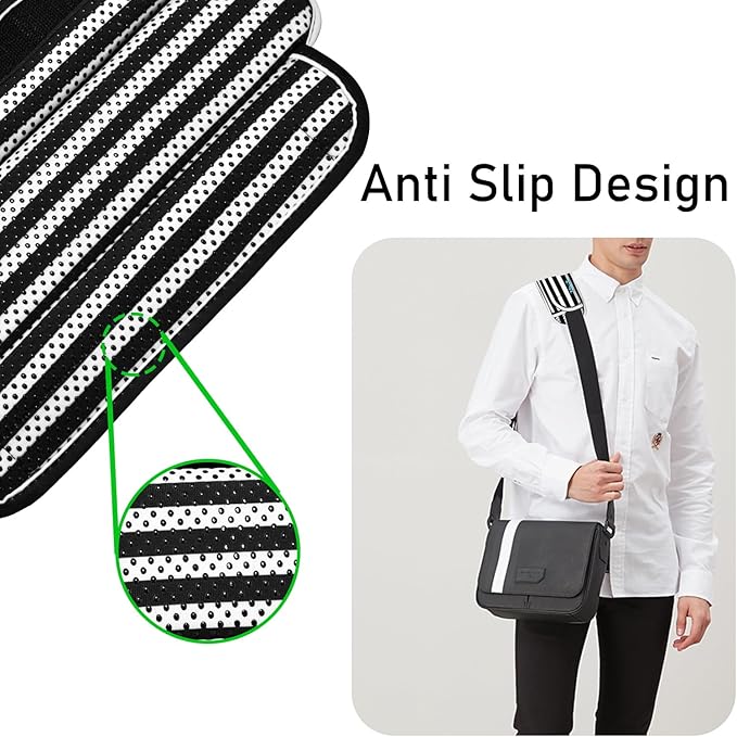 ZINZ Universal Shoulder Pad with Ultra Thick Cushion for Bag Luggage Bag Crossbody, Plus Long & Anti-Slip & Breathable,Black & White Stripes