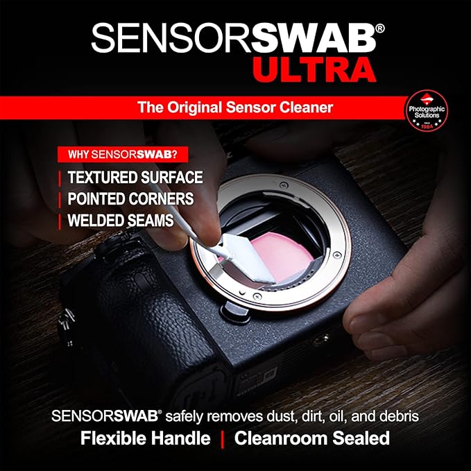 Photographic Solutions Sensor Swab Ultra 17mm Type-2 Digital Imaging Sensor Cleaner Swabs for Cleaning APS-C Mirrored or Mirrorless Cameras. Sensor Dust & Oil Remover (Pack of 12)