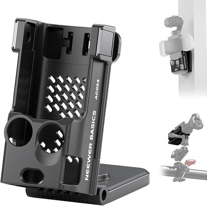 NEEWER Basics Magnetic Holder Compatible with DJI Osmo Pocket 3 Creator Combo Accessories, Expansion Adapter with 1/4" Screw Hole, Battery Grip Bracket Fill Light M21, AC024
