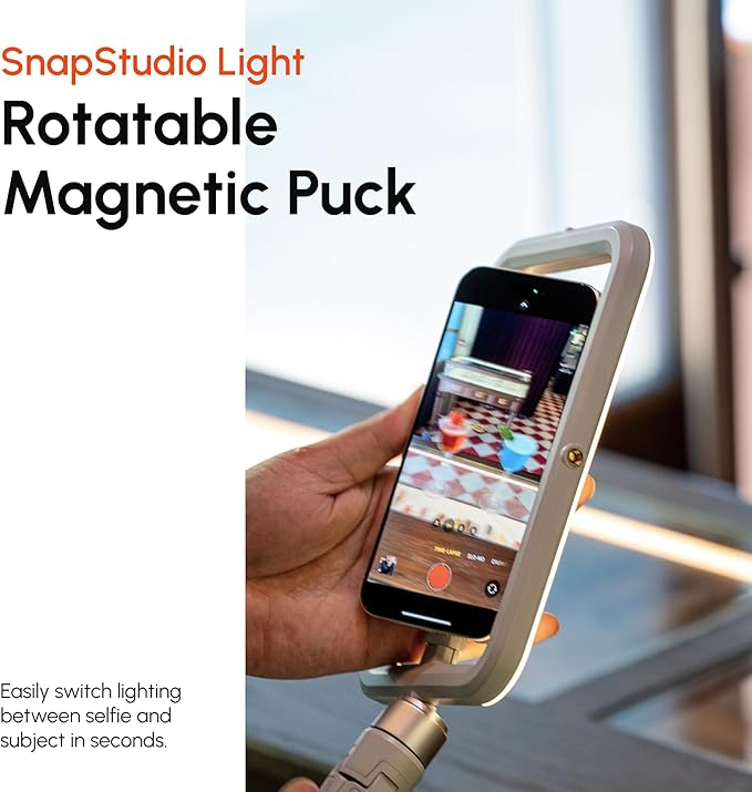 ShiftCam SnapStudio Light - Magnetic LED Ring Light with Adjustable Brightness, AdjustableTemperature, USB-C Charging, MagSafe Compatibility - Ideal for Vlogging and Mobile Photography (Stone)
