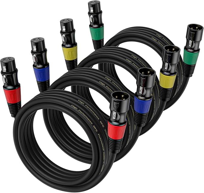 EBXYA XLR Cables 25ft 4 Packs - XLR Male to Female 3 Pins Balanced Microphone Cable