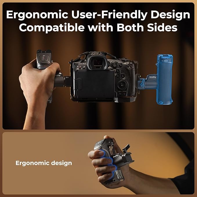 SmallRig Stepless Rotating Side Handle with Trigger REC & 2 Cables for Canon R50 V / R5 II / R5 / R6 / R6 II, for Blackmagic BMPCC 4K / 6K / 6K Pro, USB-C Power Output for Cameras, PD Fast Charging