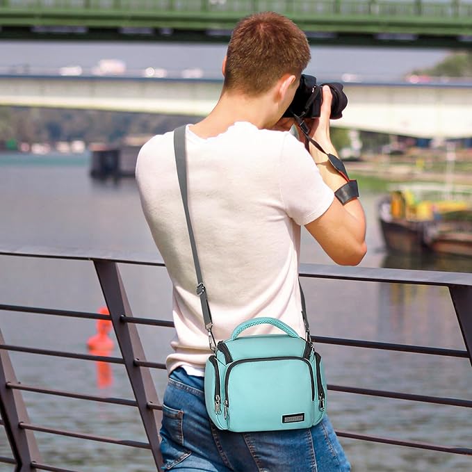 G-raphy Camera Bag Case Compact Lightweight Shoulder Crossbody Sling Photography Bags for Nikon Canon Sony DSLR SLR Mirrorless with Removal Straps Mint