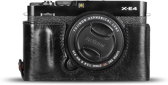 MegaGear Ever Ready Genuine Leather Camera Half Case Compatible with Fujifilm X Series X-E4, Black (MG1981)
