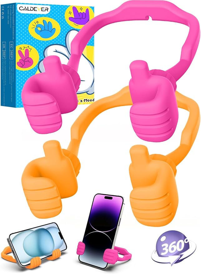 Easter Basket Stuffers for Teens Girls Boys Kids Adults Gifts Cell Phone Stand: UPGRADE Adjustable Thumbs Up Lazy Phone Holder for Desk Fun Gadgets Birthday Gift Ideas for Teenager Women Trendy Stuff