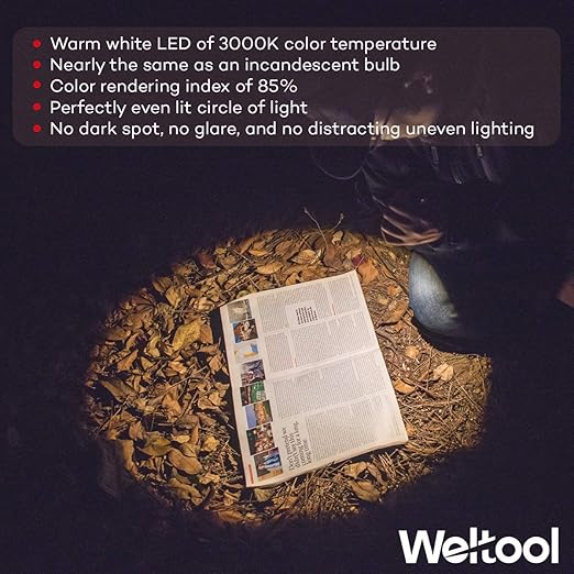 Weltool M6-Mini LED Cap Flashlight Ultra-Compact, 3000K Warm White EDC Pocket Light with Clip No-Glare Even Beam- High Color Rendering of 85% - Perfect Pen Light - for Inspection Reading by AAA Cell