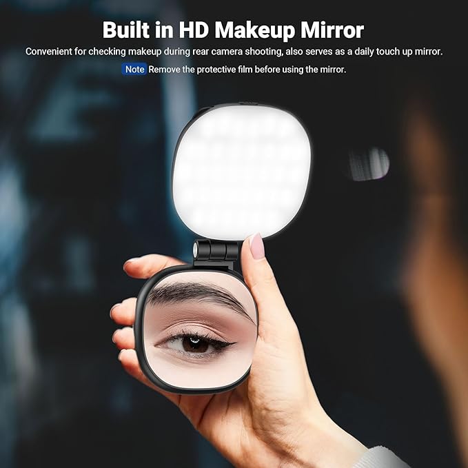 NEEWER Basics Magnetic Selfie Light Compatible with MagSafe iPhone, 2W Bi Color Small LED Phone Fill Ring Lighting CRI95+ with 360° Swivel, Mirror for Makeup Video Conference Recording, NL72B Black