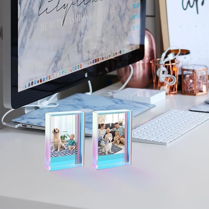Bolidery Polaroid Picture Frame 2x3, Freestanding Sliding Iridescent Acrylic Picture Frames, Instax Mini Film Photo Frames for Desktop Tabletop- 3 Pack