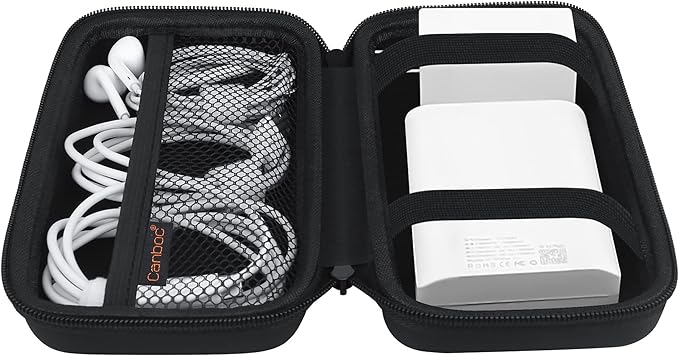 Canboc Electronics Travel Organizer, MacBook Charger Carrying Case, Electronic Accessories Portable Cable Storage Bag for Charging Cords, Power Adapter, MagSafe, USB Hub, Power Bank, Earbuds, Black