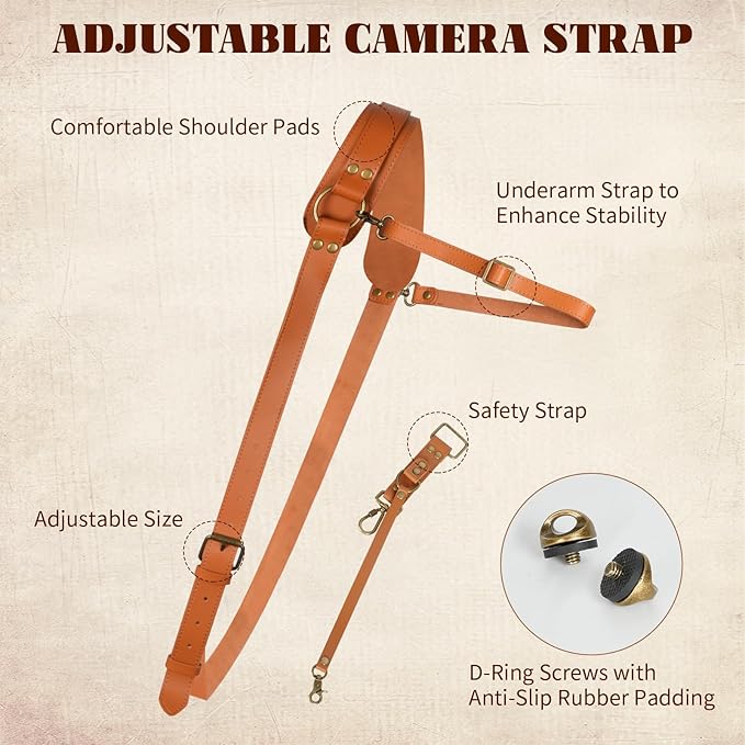 Leather Camera Harness for 1 Camera,Single Camera Strap for Photographers,Camera Shoulder Strap Quick Release DSLR