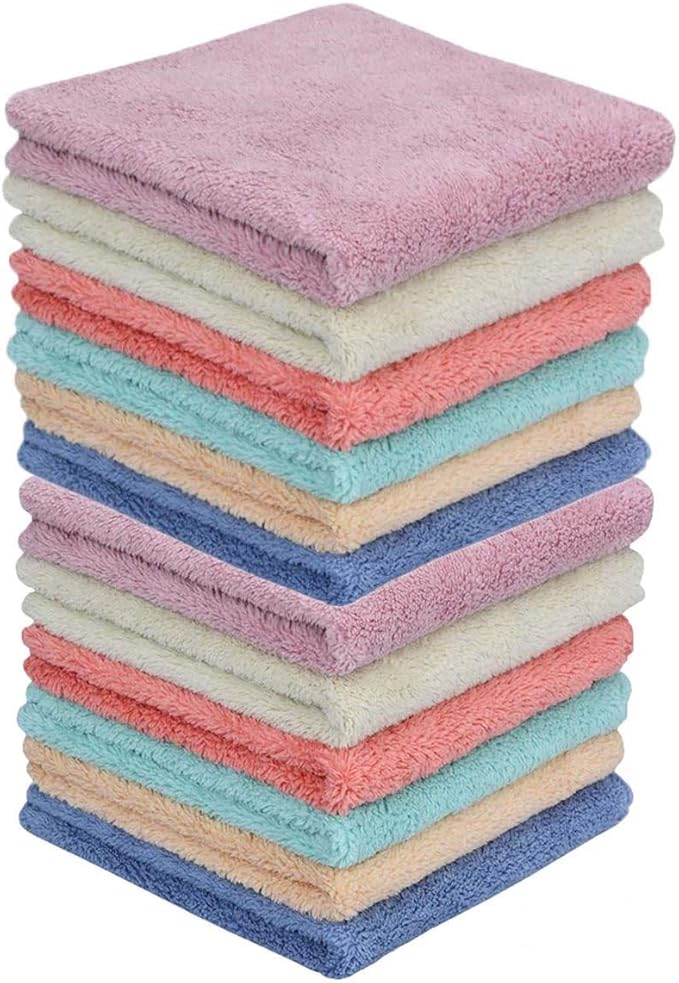 Microfiber rag Bulk Multi-Functional for House Furniture Reusable Rags Kitchen Wipes Dish Cloths Absorbent and Fast Drying 6 Colors