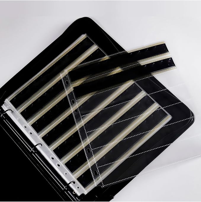Black Acid Free Film Protector Storage Box Set, 3 Ring Film Negative Binder, 30 Pcs 135 35mm Negative Page Preservers