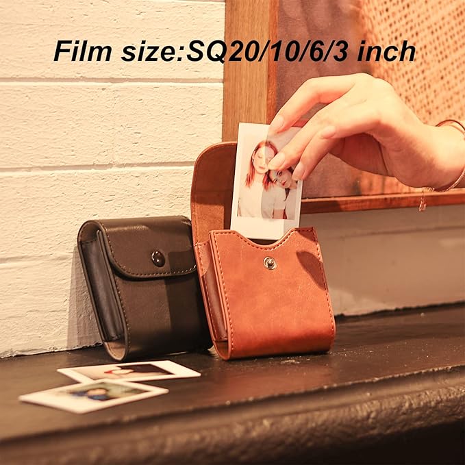 WOGOZAN SQ Photo Pouch Album for Fujifilm Instax Square SQ1 SQ40 SQ20 SQ10 SQ6 SP-3 Instant Film Camera 2.9x3.4 Inch Film Case Bag with Soft PU Leather Material (Black)