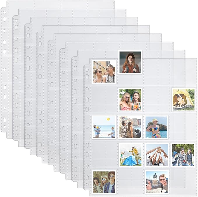 Fuyoooo 50 Pack Protective Photo Slide Pages Holds 20 35mm Slides Top Loading Photo Page Sleeves for 3 Ring Binder Holds 1000 2 x 2 Inch Photos Clear Archival Slide Storage Album Refill Preservers