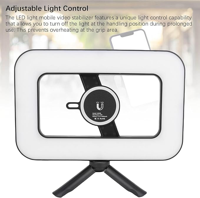 Smartphone Video Rig with Light 2500-6500K RGB 0-359° Color Adjustable Handheld Stabilizer - Extended Battery Life, Magnetic Mount for Vlogging and Mobile Filmmaking