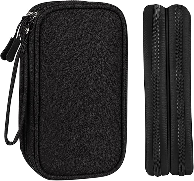 HCFGS Travel Cable Organizer,Electronics Organizer Case Portable Travel Pouch Waterproof Double Layers All-in-One Storage Bag for Cable,Cord,Charger,Phone-Black