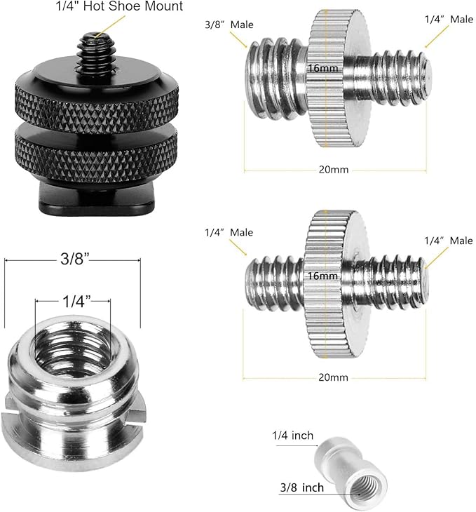Camera Mount Screw, ChromLives 1/4 to 3/8 Tripod Screw Adapter,1/4 Screws,3/8-20 Thread Converter Adapter,Camera Hot Shoe Mount Adapters for Monopod,Ballhead Flash Light,22Pack