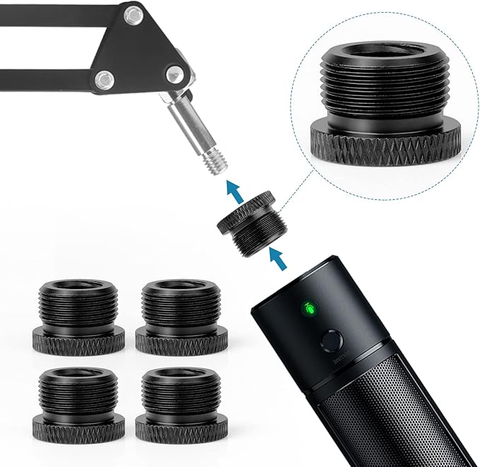 Mic Stand Adapter 3/8 Female to 5/8 Male Microphone Stand Adapter and 5/8 Female to 3/8 Male Mic Thread Adapter for Blue Yeti Snowball Boom Arm Mic Stand Mount to Tripod, Combo 8 Pack by ChromLives