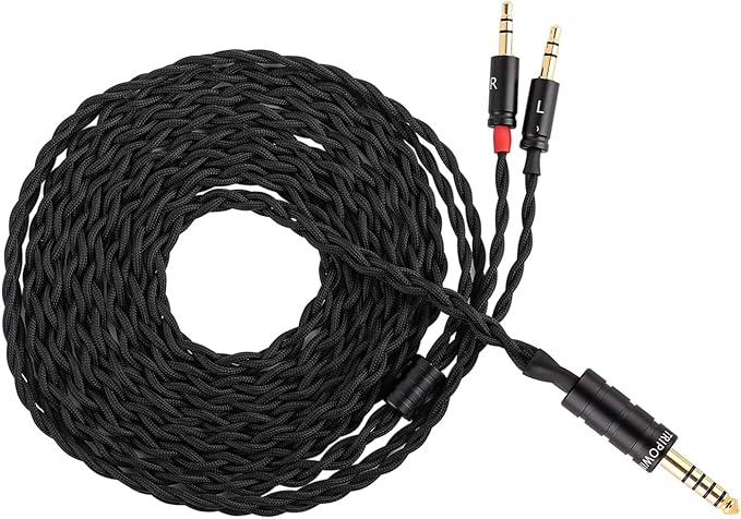 Linsoul Tripowin Nova Monitor Headphone Cable, Over-Ear Headphone Wire, 4-Strand Silver Foil/OCC Hybrid Upgrade Cable, 2M, Dual 3.5mm to 4.4mm/3.5mm/XLR Plug, for Musicians Audiophiles (4.4mm, Black)