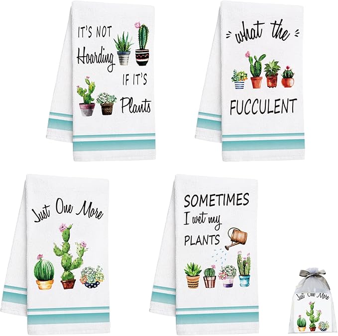 Nialnant Dish Towels Plant Lovers Gifts,Tea Towel for Kitchen Decorative Kitchen Towels,Succulents Cactus Plants Gifts for Plant Lovers Mom Gardening,Housewarming Gifts