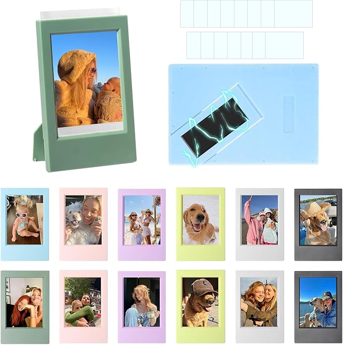 WOGOZAN 2x3 Mini Picture Frame for Fujifilm Instax Mini 12/11/99/41/40/SE/EVO Classic Polaroid Frames 2.15x3.4 Inches Photo Picture Frame with Magnetic Sticker and Protective Film (Colorful) (14 Pack)