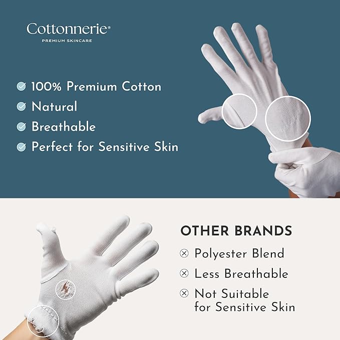 8 Pairs Cottonnerie Cotton Gloves for Dry Hands Sleeping, Moisturizing Gloves Overnight, Hand Moisturizer Gloves, Moisture Gloves for Dry Hands Overnight, Sleeping Gloves, Eczema Gloves, Large