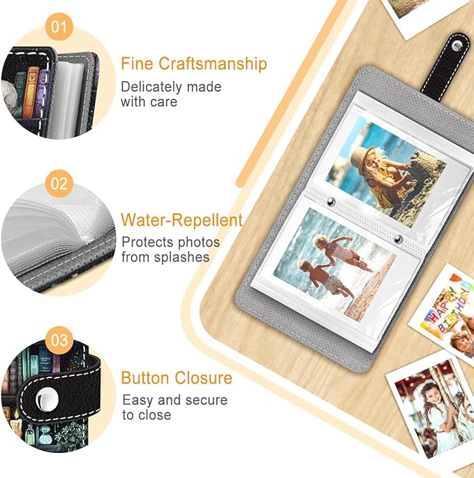 Lebrocoli Goth Skul Bookshelf Small Photos Album for 2x3 Inch Films, 56 Pockets Mini Cute Albums Book for Polaroid Fujifilm Instax Mini Instant Camera Printer, Kpop Photocard Pictures Binders Storage