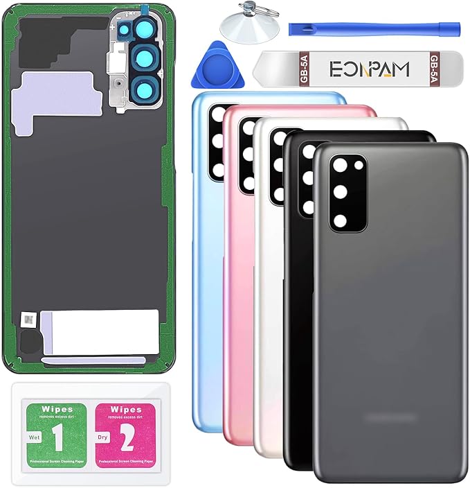 Back Glass Replacement for Samsung Galaxy S20 SM-G980 G981 Back Cover Rear Housing with Camera Lens + Repair Tool Kit Genuine Rear Glass (Gray)