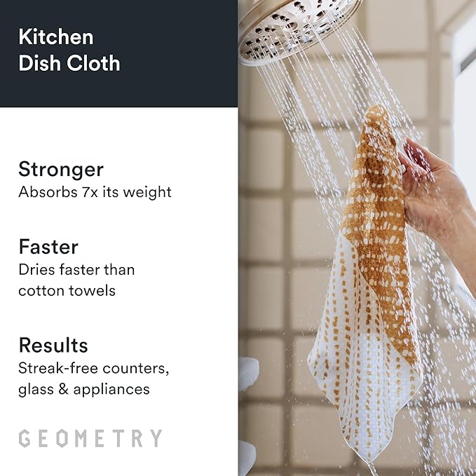 GEOMETRY Kitchen Dish Cloths - Quick Dry Dishcloths for Kitchen - Premium Dish Rags with Geoweave - 3-Pack Set Stripe Season