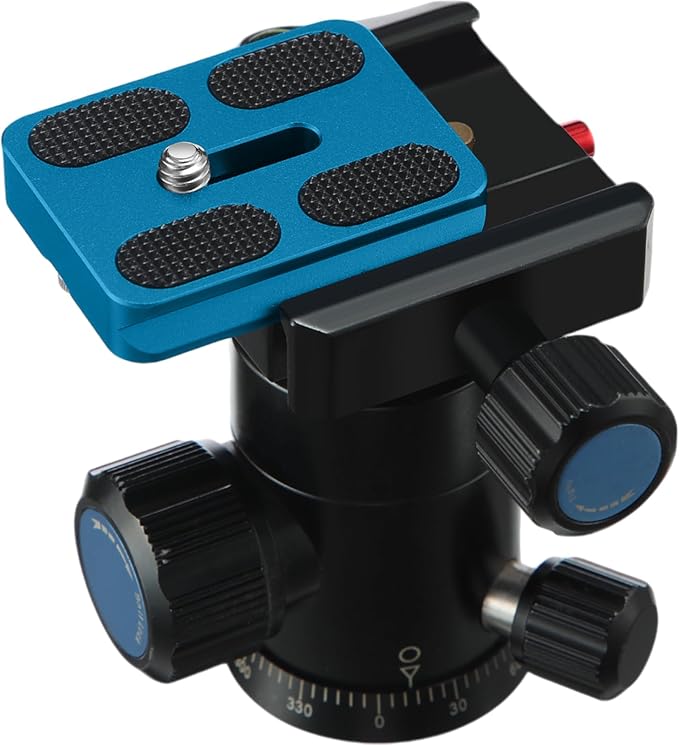 Frienda 2 Pieces Metal Quick Release Plate with 1/4''-20 Camera Screw Tripod Mount Plate Fits Standard for DSLR Camera Tripod Ball Head(Blue,Pu50)