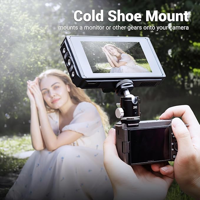 JJC 1/4''-20 Camera Tripod Ball Head Mount Adapter, Mini Ballhead with Cold Shoe Mount for Camera DSLR Tripod Selfie Stick LED Light Flash Microphone Phone Cage, 360-Degree Rotation, 90-Degree Tilt