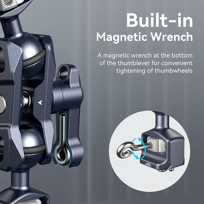 SMALLRIG Camera Magic Arm, Flexible Articulating Arm with 1/4” Screws, Field Monitor Mount with Dual Ballhead, Aluminum