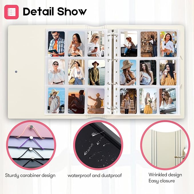A4 Kpop Photocard Binder with 25 Pages 9 Pocket, 2x3 inch Kpop Photocard Holder Book, Photo Album for Fujifilm Instax Mini Camera Polaroid Printer Photo Film (Pink)