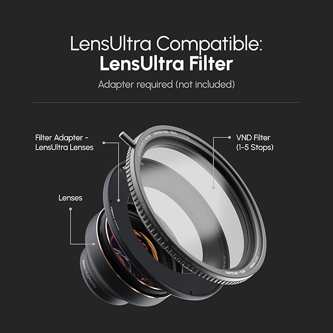 ShiftCam 72mm Magnetic Variable ND (VND) Filter 1–5 Stop – Rotating Dial for Cinematic Outdoor Shoot – Pro Exposure Control for iPhone & Android – Compatible with LensUltra