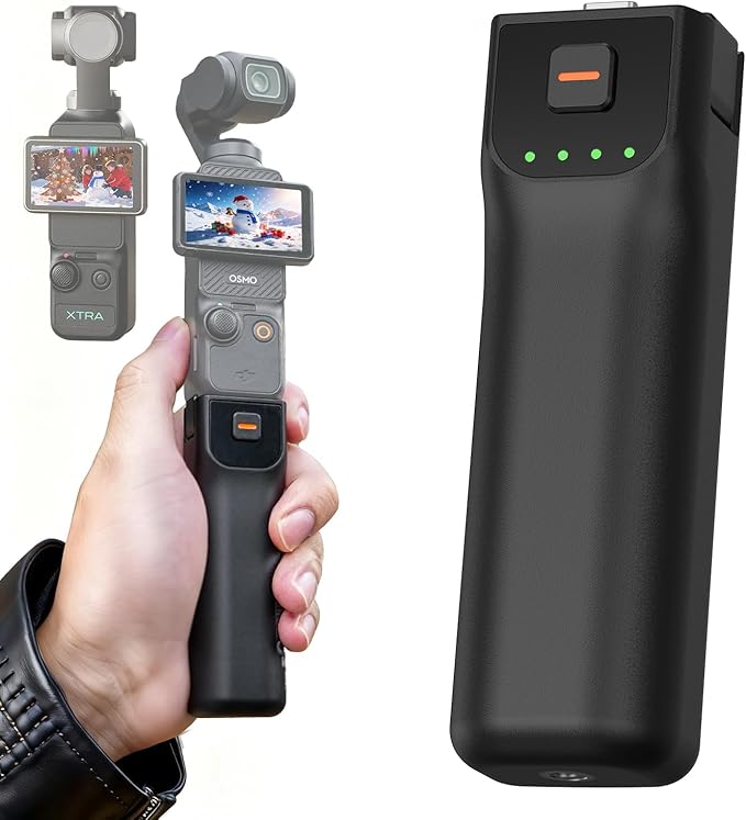 LKTOP Pocket 3 Battery Handle (6hr Battery Life) for DJI Osmo Pocket 3, Xtra Muse Accessories, 5000mAh Fast Charger, 22.5W Power Stick Grips, 1/4" Threaded, Festival Gift (Charging Time: 30min Camera)