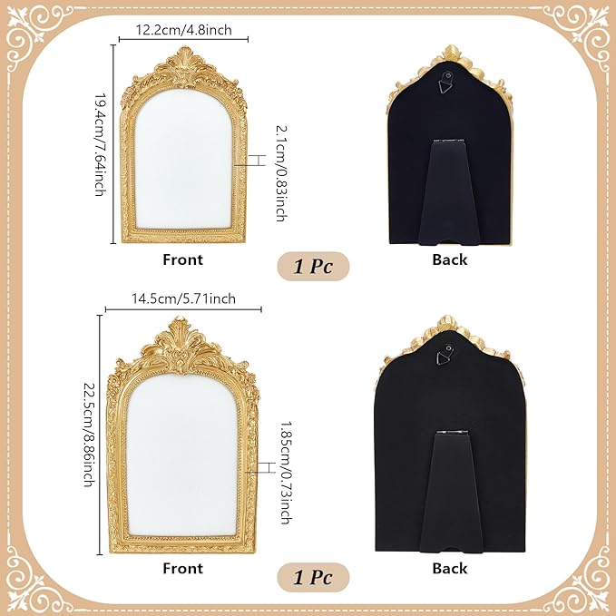 2Pcs Gold Resin Jewelry Display Stand, Vintage Photo Frame Necklace Holder Earring Organizer, Necklace Storage Box, Photography Prop, Elegant Decor for Collectibles Gifts for Women