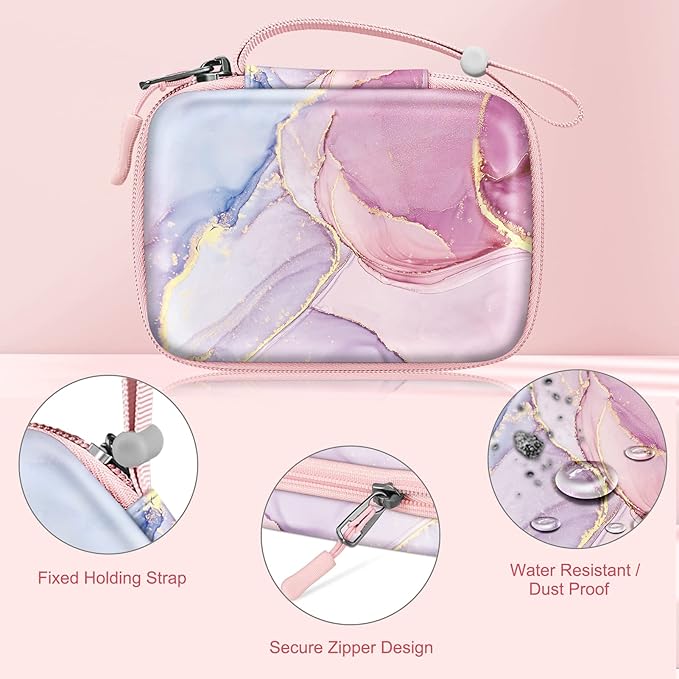 FINTIE Kids Camera Case Compatible with Goopow/Seckton/Dylanto/Mgaolo/Masterbee/CIMELR/Desuccus Kids Digital Camera Toys, Children Carrying Bag, Birthday Festival Gift, Dreamy Marble
