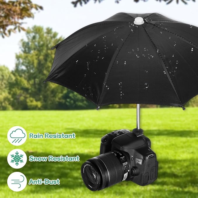 PATIKIL Camera Umbrella, 10.6 Inch Sunshade Camera Hot Shoe Umbrella Rain Cover Protector for Nikon, Black
