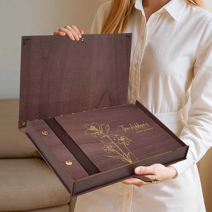 Personalized Wooden Memory Book, Custom Wedding Photo Album Scrapbook, Retro Family Photo Album, Wedding Scrapbook Perfect Keepsake Gifts Anniversary Memory