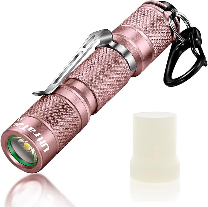 UltraTac K1 180LM Pink LED Keychain Flashlight - Waterproof AAA Mini Light with Push Button, Compact Pocket-Sized for Women EDC, Night Jogging, Dog Walking, Emergencies & Outdoor Use (Pink)