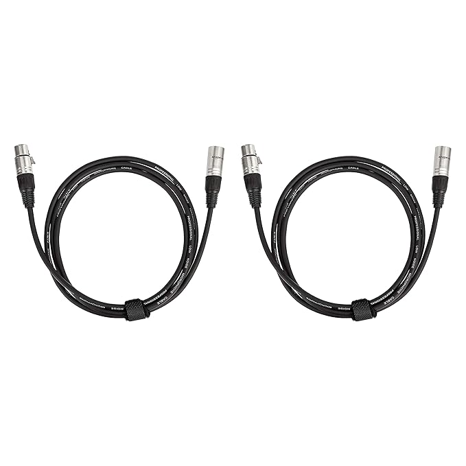 Amazon Basics 2-Pack XLR Microphone Cable for Speaker or PA System, All Copper Conductors, 6MM PVC Jacket, 6 Foot, Black