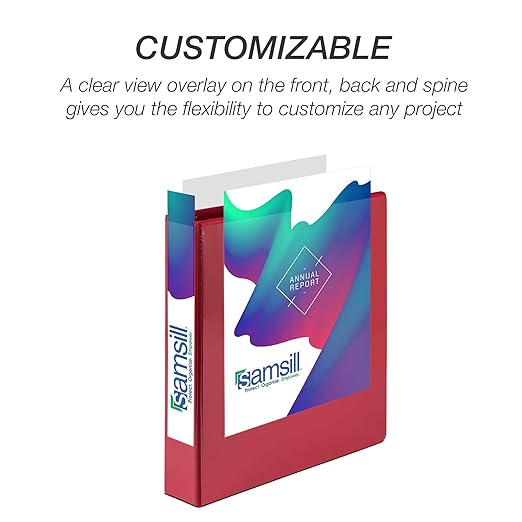 Samsill Durable 1.5 inch 3 Ring Binder, Made in USA, D Ring Binder, FSC 100% Recycled Chipboard, Red