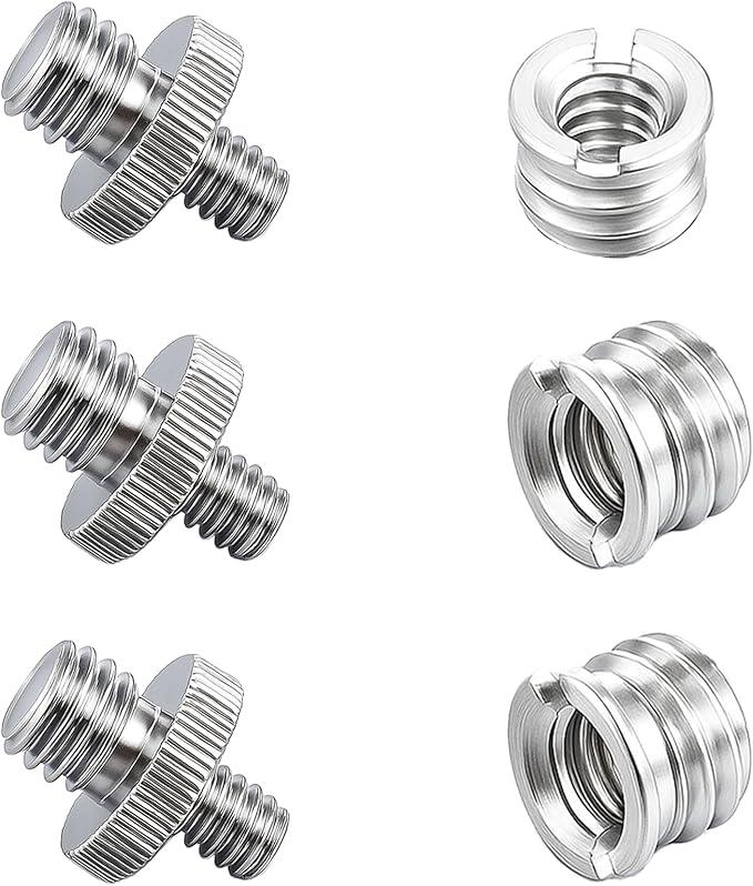 6 Pcs Tripod Adapter, 1/4 Inch to 3/8 Inch Tripod Adapter with 3/8 to 1/4 Mount Screws for Camera Monopod Light Stand Accessory Quick Release Plate