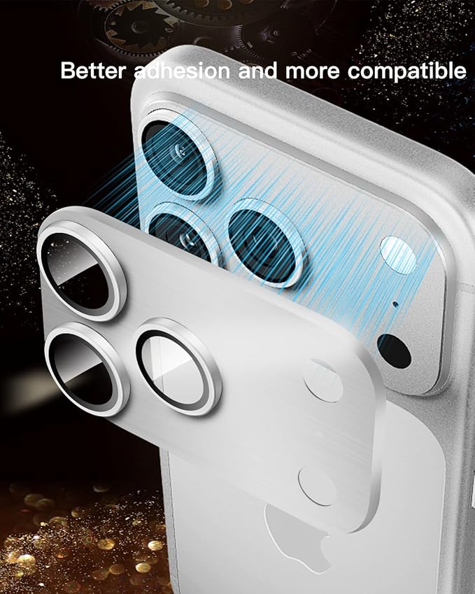Camera Lens Protector for iPhone 17 Pro Max,Metal Frame Tempered Glass - Anti-Break,Strong Adsorption,Case-Friendly - Silver