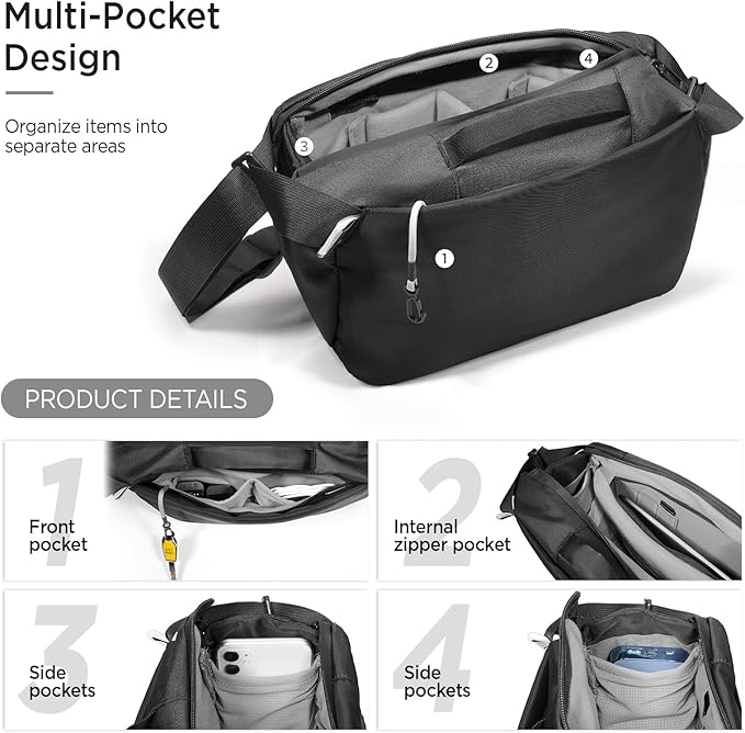 TAAOKA Camera Sling Bag, Waterproof Camera Case with Tripod Holder, DSLR/SLR/Mirrorless Cameras Shoulder Bag, Crossbody Camera Bags for Photography (Black)