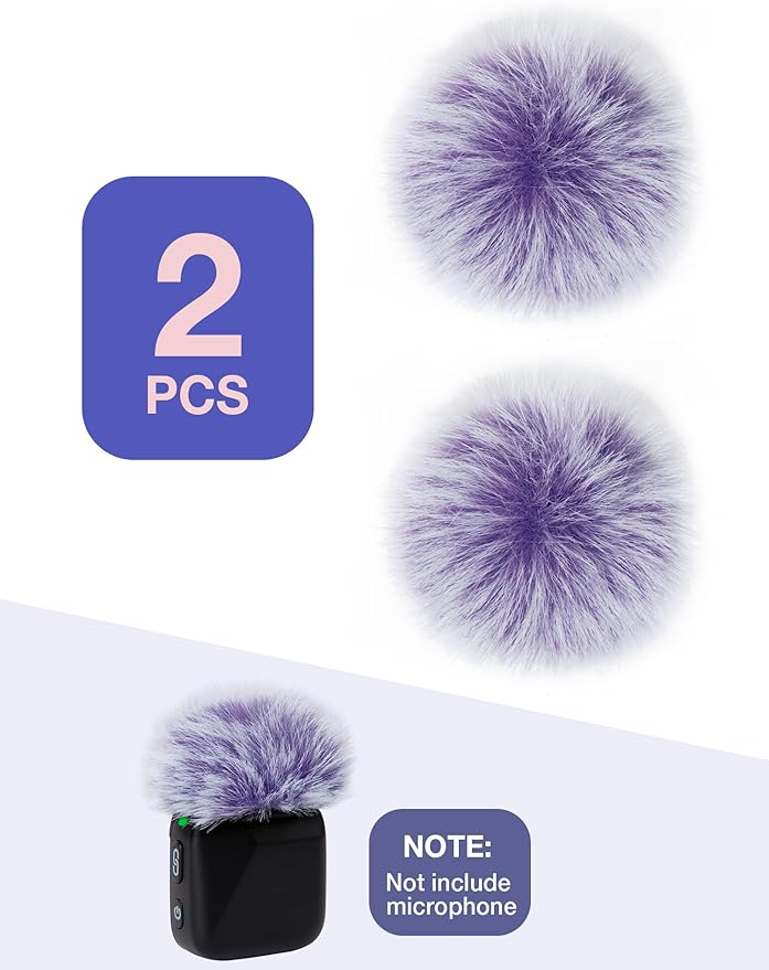YOUSHARES Microphone Wind Muff Compatible with DJI Mic Mini - 2 Packs Furry Windproof Cover Suitable for DJI MINI 2024 Wireless to Reduce Wind Noise